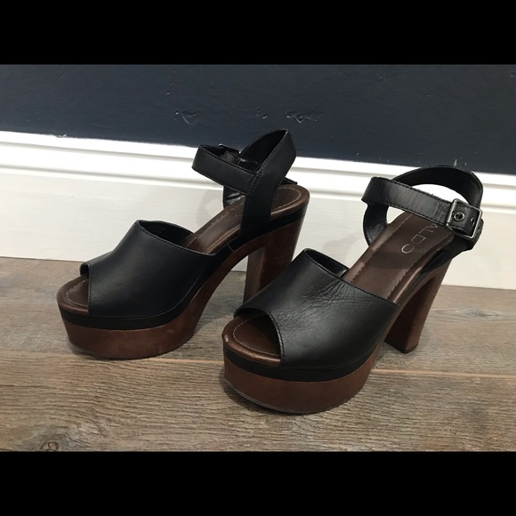 Aldo black & brown thick heel - Picture 4 of 7